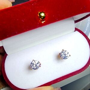 Certified 2 Carat 18k Rose Gold Moissanite Diamond Stud Earrings